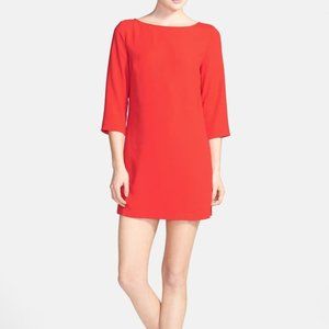 TILDON Boatneck Crepe Shift Dress Coral Medium
